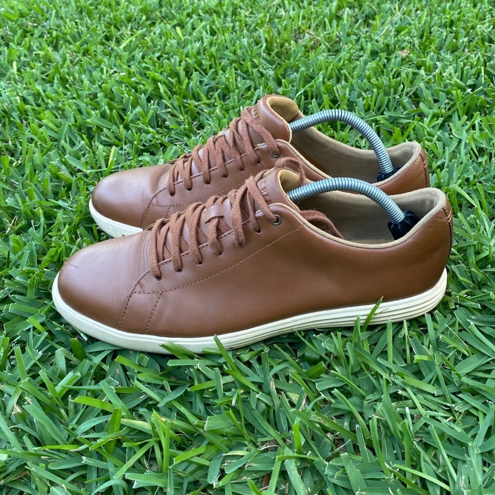 Cole Haan Grand Crosscourt II Mens 9.5 W British Tan Leather Sneakers C26521